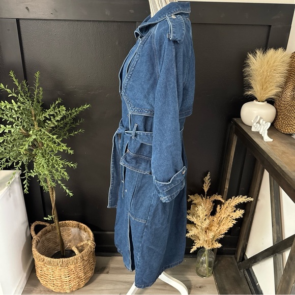 Idyll Vie Denim Trench Coat Double Breasted Women’s XL $150 MSRP High Fashion - Picture 9 of 13